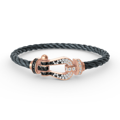 [vivabelle]FORCE LARGE HORSESHOE BLACK WHITE DIAMOND BRACELET ROSE GOLD