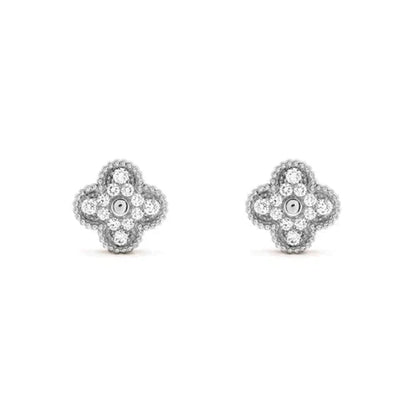 [vivabelle]CLOVER 1 MOTIFS DIAMOND STUD EARRINGS SILVER