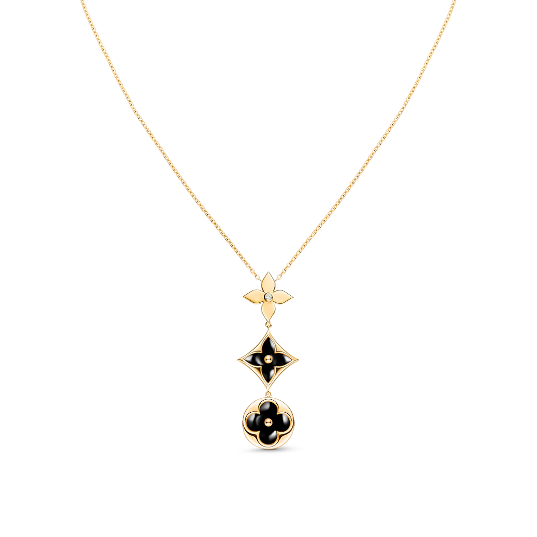 [vivabelle]STAR AND SUN ONYX PINK GOLD NECKLACE
