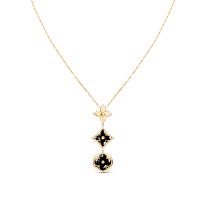 [vivabelle]STAR AND SUN ONYX PINK GOLD NECKLACE
