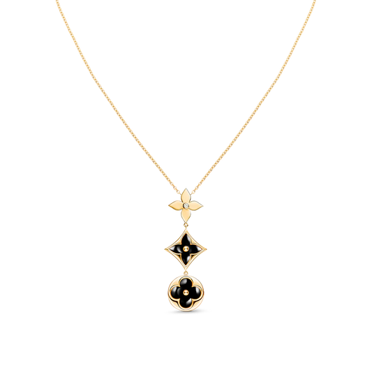 [vivabelle]STAR AND SUN ONYX PINK GOLD NECKLACE