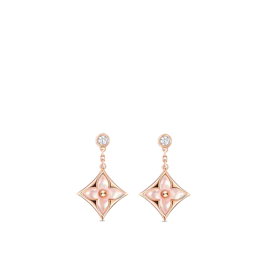 [vivabelle]DOUBLE STAR PINK GOLD MOP DROP EARRINGS