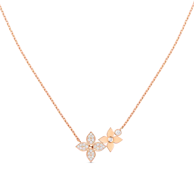 [vivabelle]STAR BLOSSOM NECKLACE PINK GOLD DIAMONDS