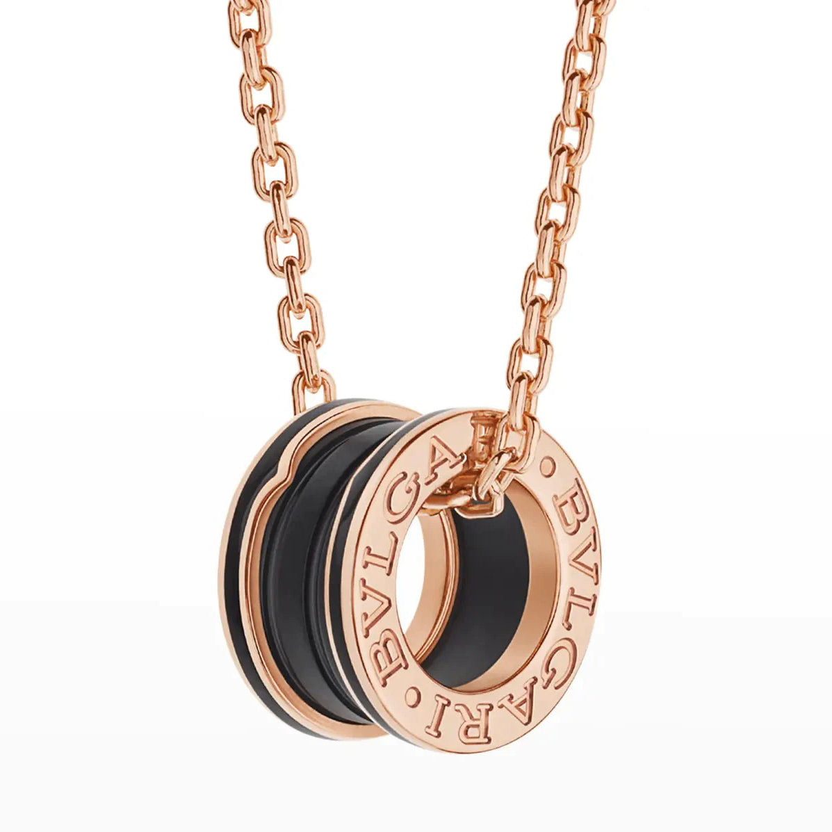 [vivabelle]ZERO 1 BLACK CERAMIC PINK GOLD NECKLACE