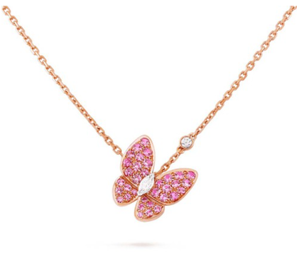 [vivabelle]BUTTERFLY RED DIAMOND ROSE GOLD NECKLACE