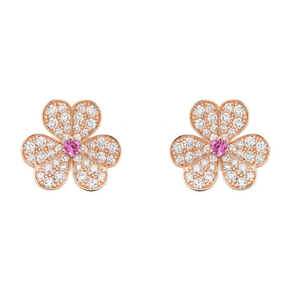 [vivabelle]FRIVOLE PINK GOLD FLOWER DIAMOND EARRINGS