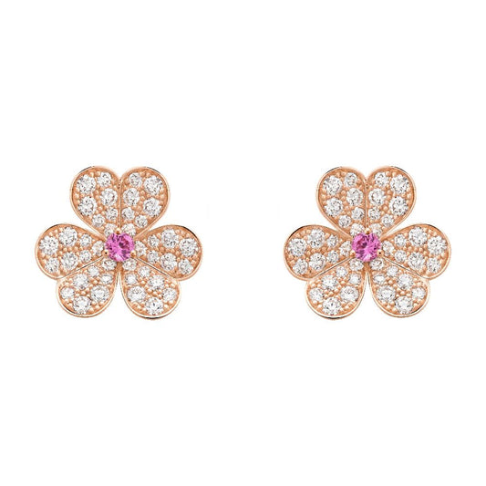 [vivabelle]FRIVOLE PINK GOLD FLOWER DIAMOND EARRINGS