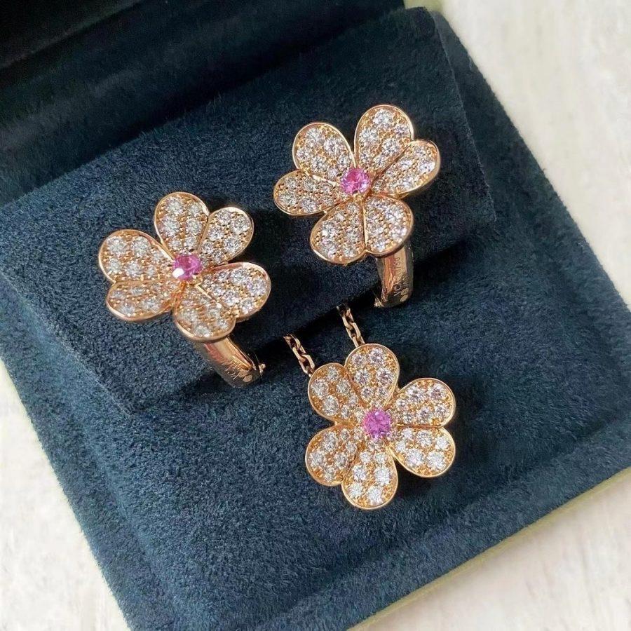 [vivabelle]FRIVOLE ROSE GOLD FLOWER DIAMOND NECKLACE