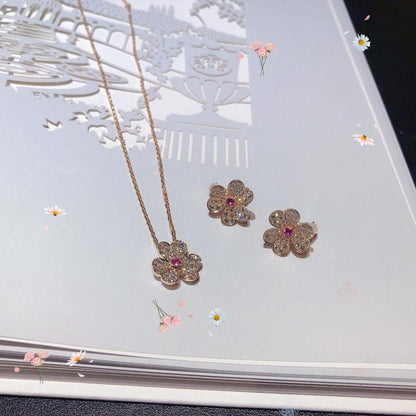 [vivabelle]FRIVOLE ROSE GOLD FLOWER DIAMOND NECKLACE