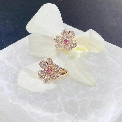 [vivabelle]FRIVOLE PINK GOLD FLOWER DIAMOND EARRINGS