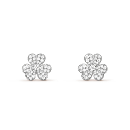 [vivabelle]FRIVOLE SILVER FLOWER DIAMOND EARRINGS