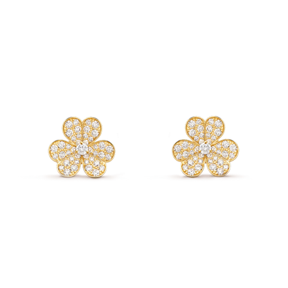 [vivabelle]FRIVOLE GOLD FLOWER DIAMOND EARRINGS