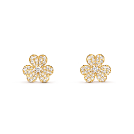 [vivabelle]FRIVOLE GOLD FLOWER DIAMOND EARRINGS