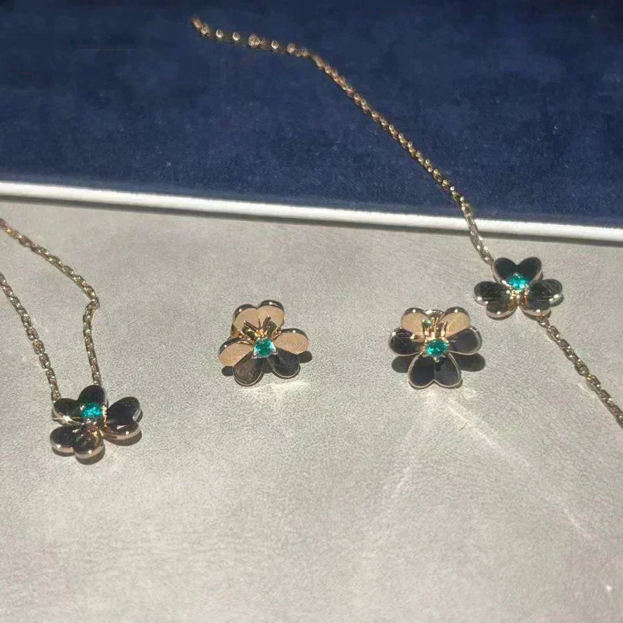 [vivabelle]FRIVOLE  FLOWER MALACHITE EARRINGS