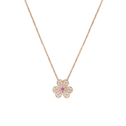 [vivabelle]FRIVOLE ROSE GOLD FLOWER DIAMOND NECKLACE
