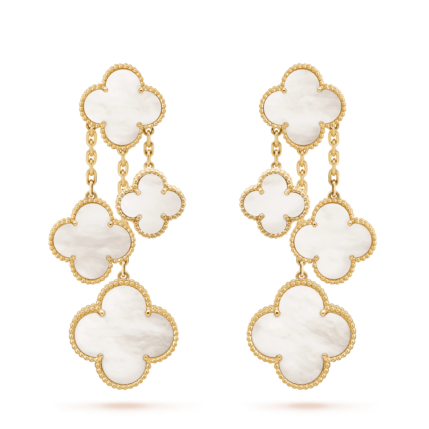 [vivabelle]CLOVER EARRINGS WHITE MOP 4 MOTIFS GOLD