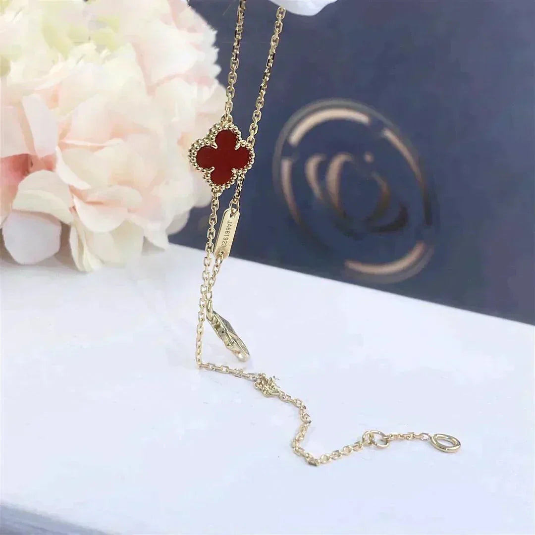 [vivabelle]CLOVER  CARNELIAN SINGLE FLOWER BRACELET