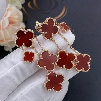 [vivabelle]CLOVER EARRINGS CARNELIAN 4 MOTIFS PINK GOLD