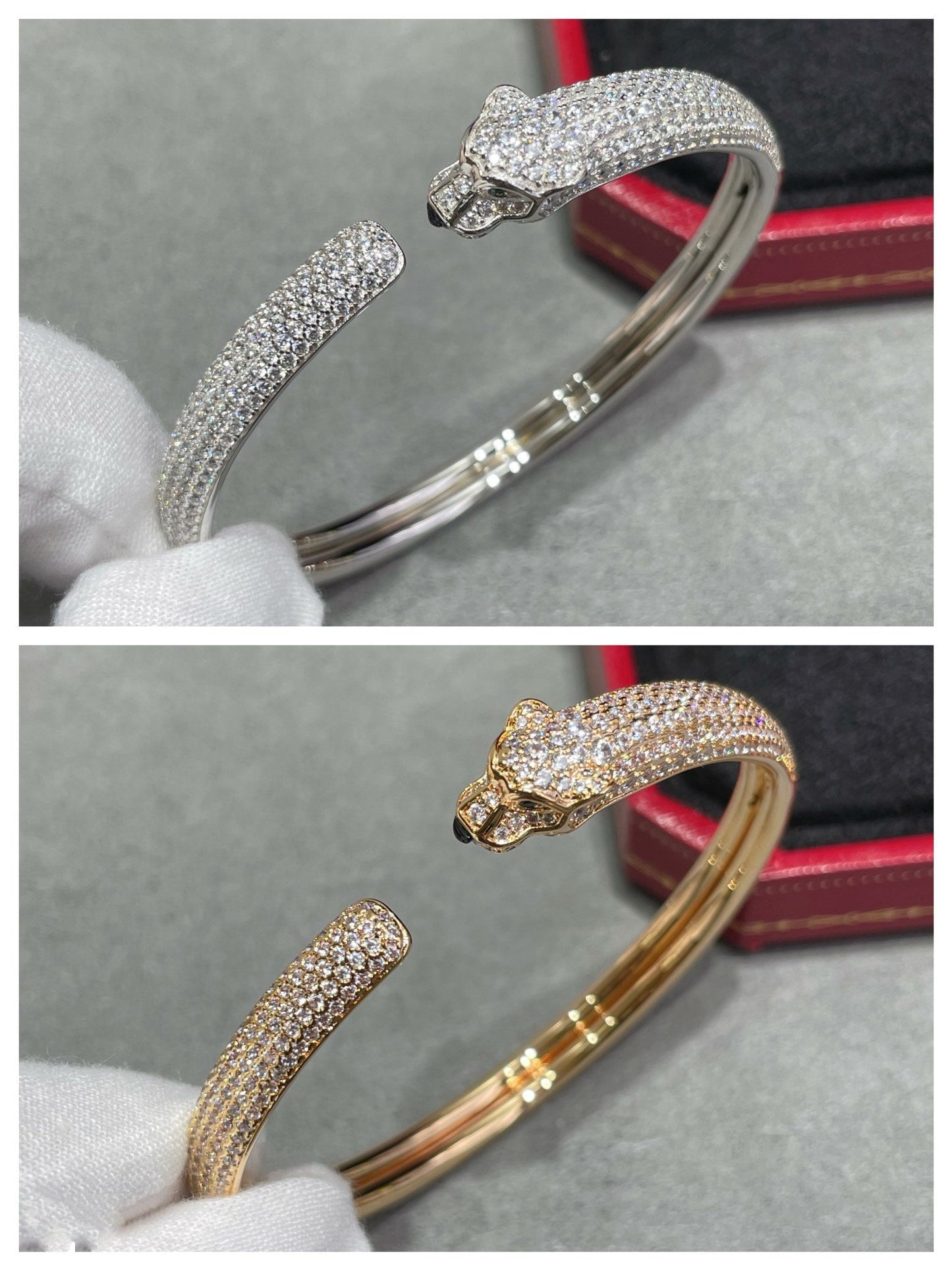 [vivabelle]PANTHERE FULL DIAMOND OPEN BRACELET