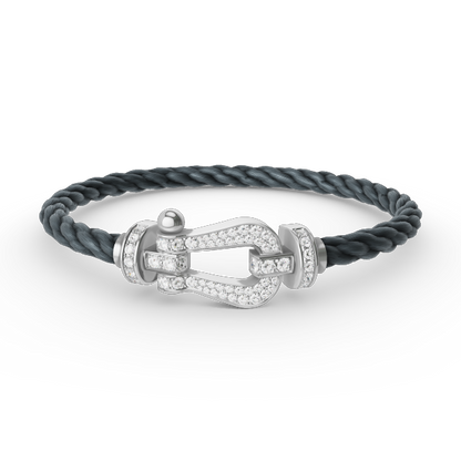 [vivabelle]FORCE LARGE HORSESHOE FULL DIAMOND BRACELET SILVER