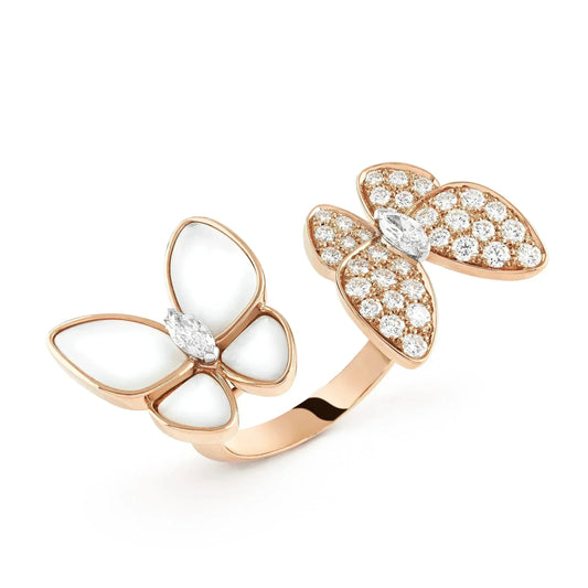 [vivabelle]TWIN BUTTERFLY DIAMOND MOP RING